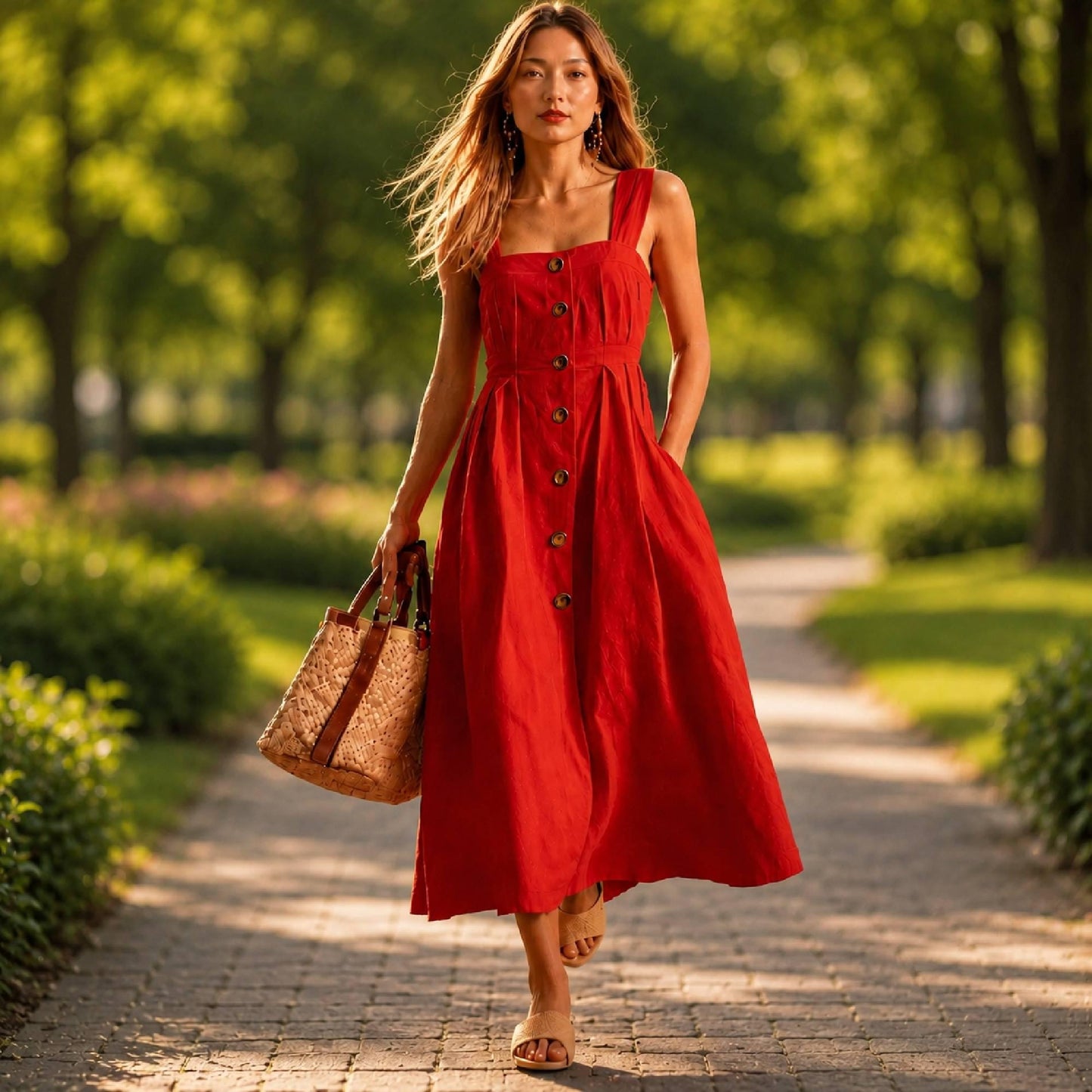 Women Summer Beach Maxi Dress Sleeveless Button Front Casual Vacation Sundress Long Flowy