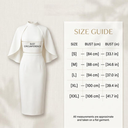 White Cape Dress, Elegant Midi Dress, Formal White Dress, Wedding Guest Dress, Cape Sleeve Dress, Cocktail Dress Women, Modest Dress
