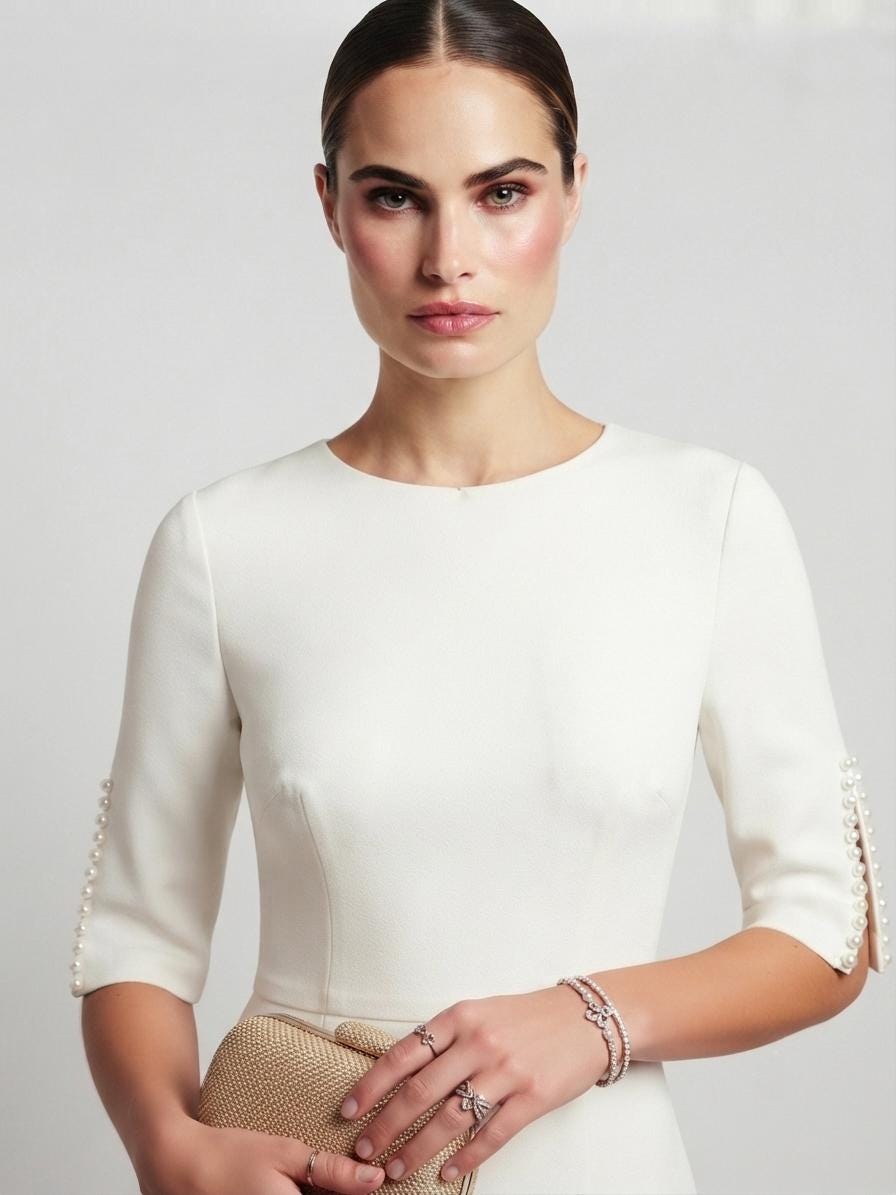 White Midi Dress, Slit Sleeve Cocktail, Formal Evening, Chic Office Occasion Wear