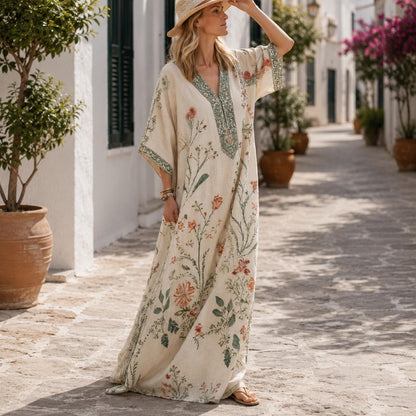 Casual Printed Maxi Kaftan Women Loose Fit Summer Vacation Beach Dress Elegant Comfortable Outfit
