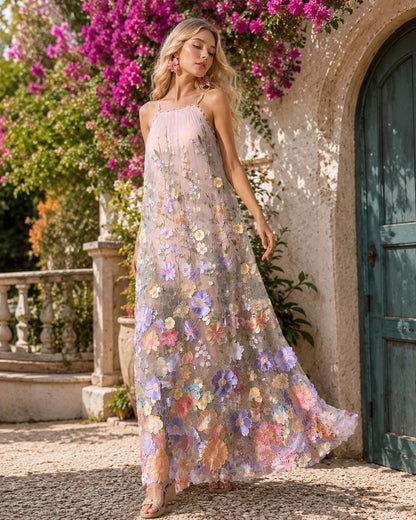3D Flower Lace Prom Dress Off Shoulder A-Line Mesh Elegant Evening Women Luxury