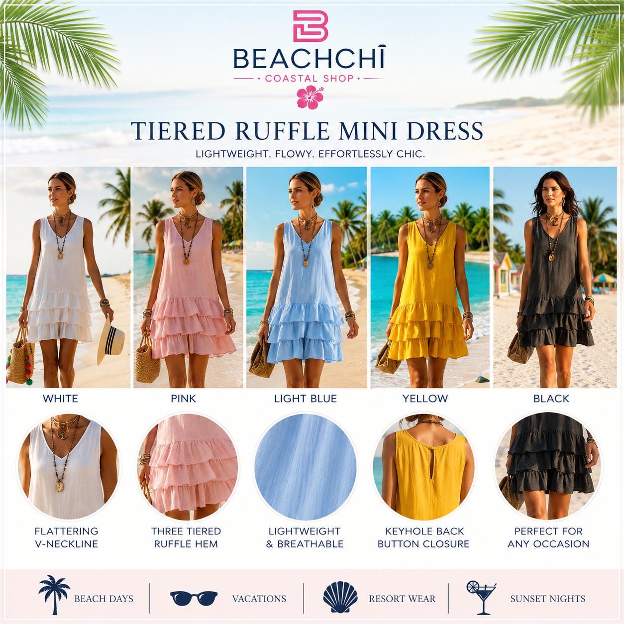 Full Size Ruffled Hem V-Neck Sleeveless Dress Plus Size, Beachchi Sundress